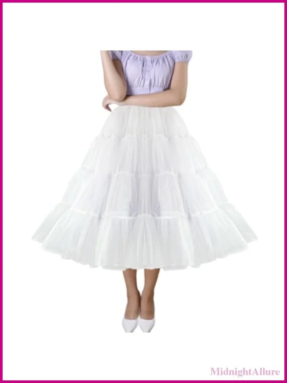 4 Tier Tea Length Puffy Tulle Petticoat Half Slip for Party Dresses